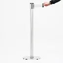 Poteau de guidage acier brossé avec sangle blanche rétractable professionnel TELNALINE