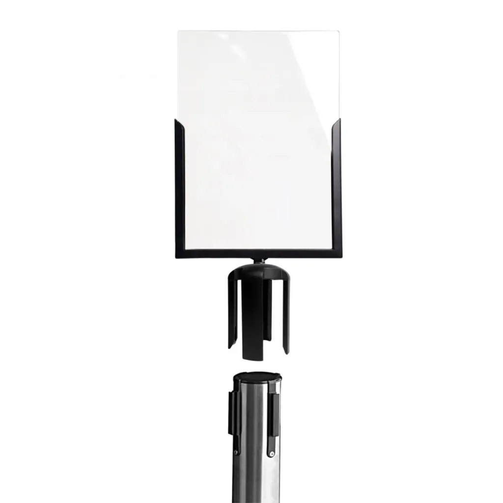 [TLNSTOP52] Porte-affiche A4 vertical – Noir – Pour poteau de guidage à sangle