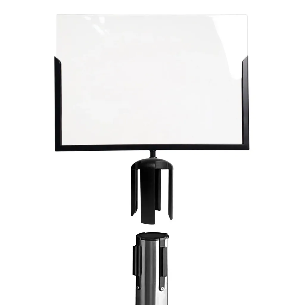 [TLNSTOP53A3H] Porte-affiche A3 paysage pour poteau de guidage à sangle – Noir